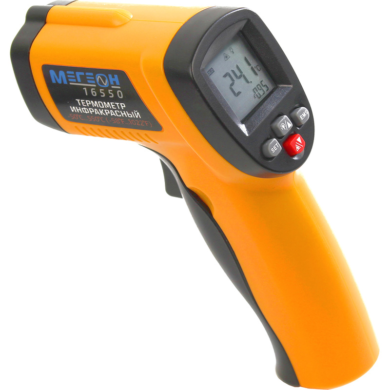Изображение товара Инфракрасный пирометр Мегеон 16550 лазерный для измерения температуры от -50 до 550 градусов
