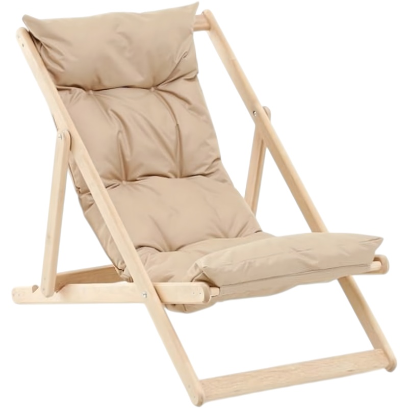 Изображение товара Шезлонг Элит бежевый складной деревянный тканевый с регулировкой