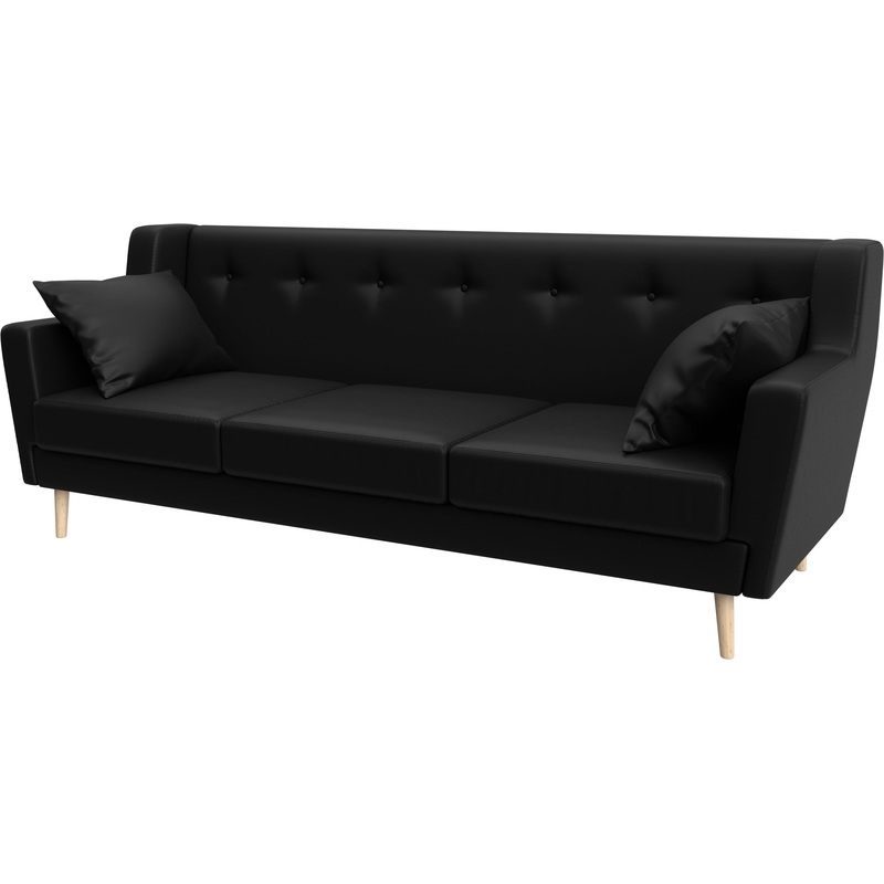 Изображение товара Трёхместный диван Horeca Брайтон 3 черный экокожа для кухни