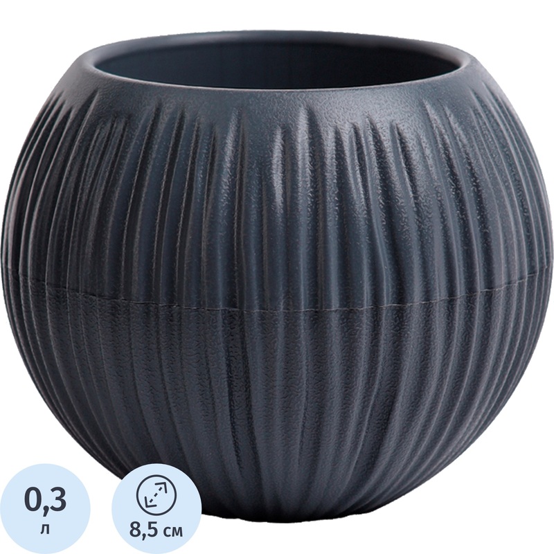 Изображение товара Кашпо с поддоном La decoro Сфера Мини 0.3 л антрацит