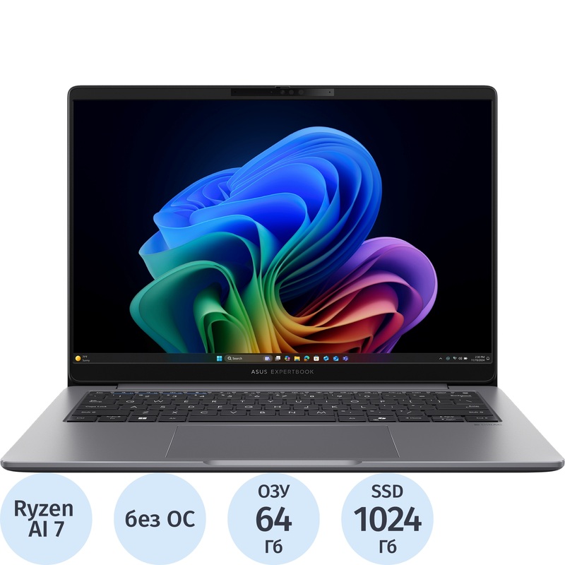 Изображение товара Ноутбук Asus ExpertBook PM3606CKA-PL0338 16" серый AMD Ryzen AI 7 350/64 ГБ/SSD 1024 ГБ (90NX0981-M00BX0)