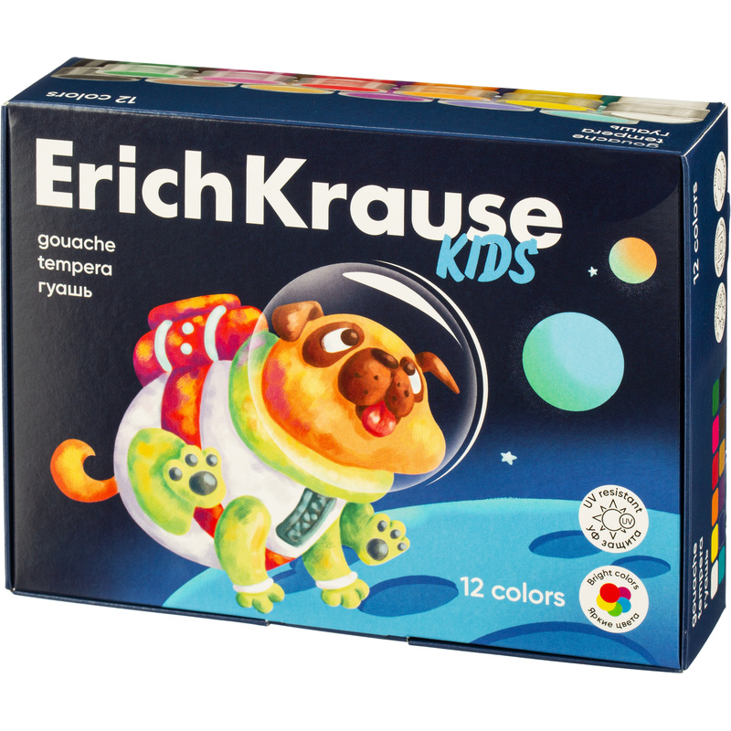 Изображение товара Гуашь Erich Krause Kids Space Animals 12 цветов по 20 мл