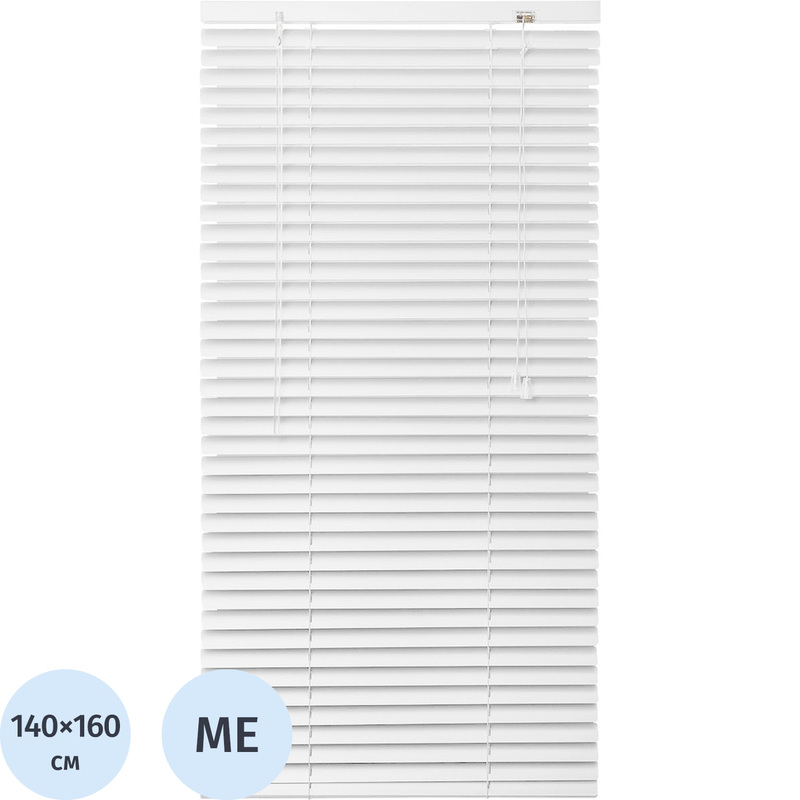 Изображение товара Горизонтальные алюминиевые жалюзи белые 140х160 см для оформления окон