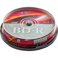 Диск BD-R VS 25 ГБ 6x cake box VSBDR4CB1002 (10 штук в упаковке)