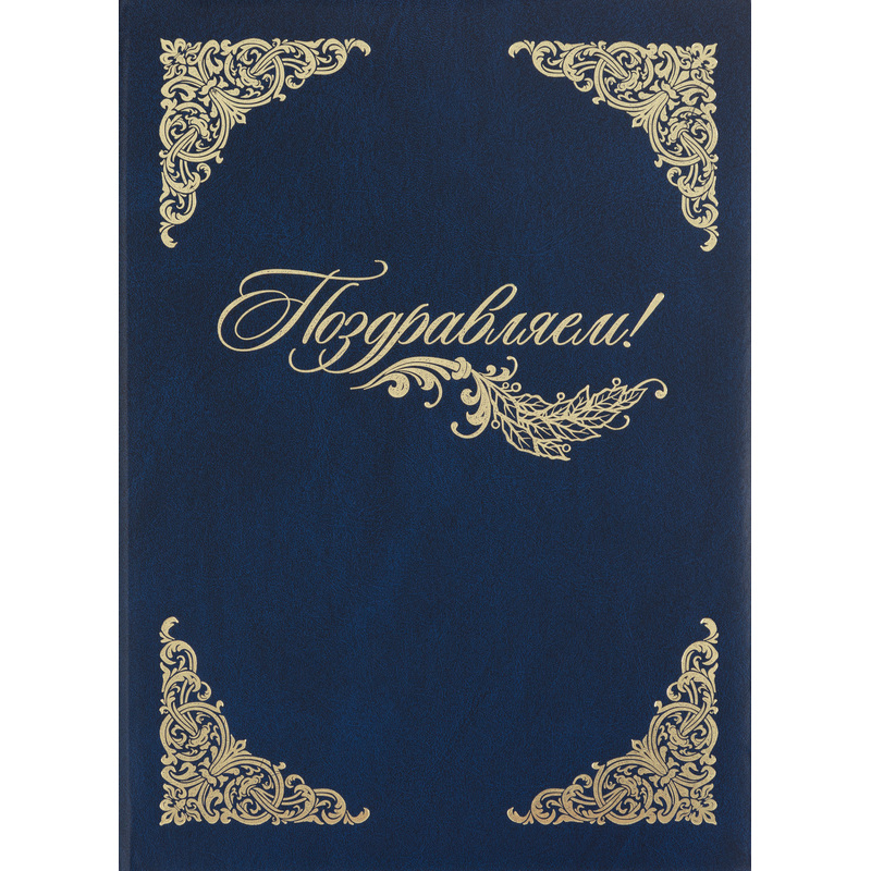 Изображение товара Папка адресная Поздравляем А4 синяя с тиснением и ленточкой