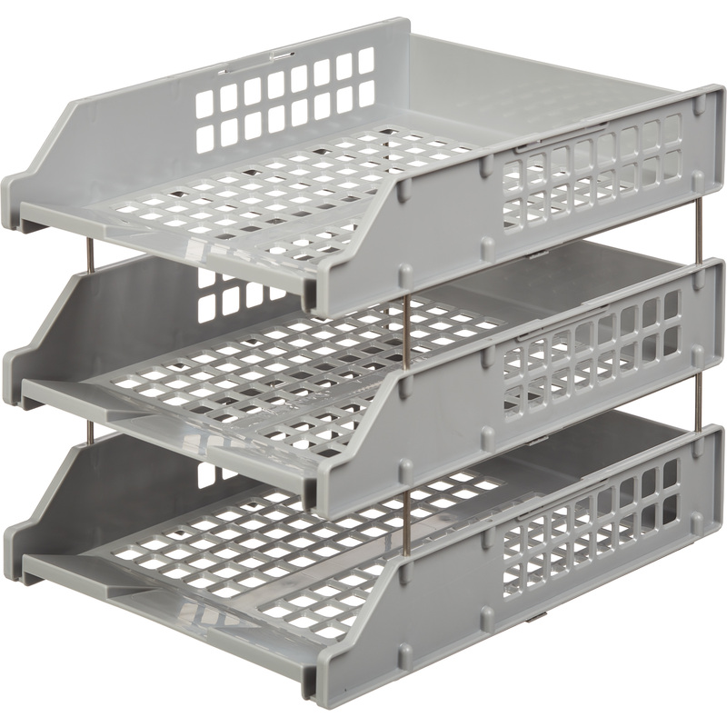 Изображение товара Горизонтальный пластиковый лоток для бумаг А4 Стамм Strong комплект из 3 штук