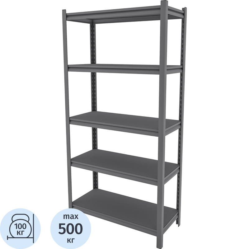 Изображение товара Стеллаж металлический Everest Beamy Luxe 5 полок 900х400х1800 мм антрацит