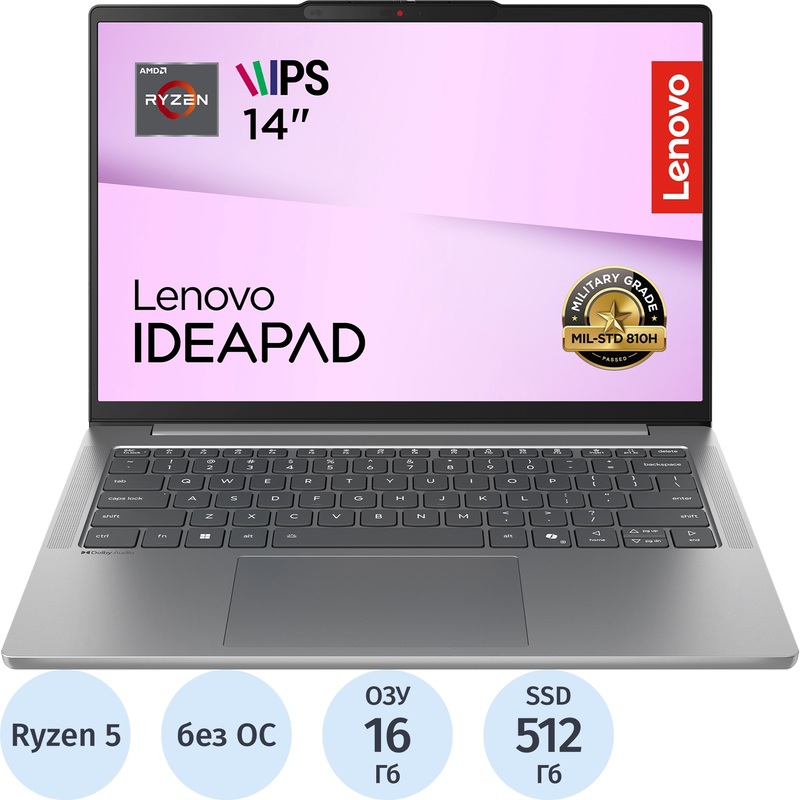 Изображение товара Lenovo IdeaPad Slim 5 14AHP10 14 серый Ryzen 5 8645HS 16ГБ 512ГБ SSD без ОС