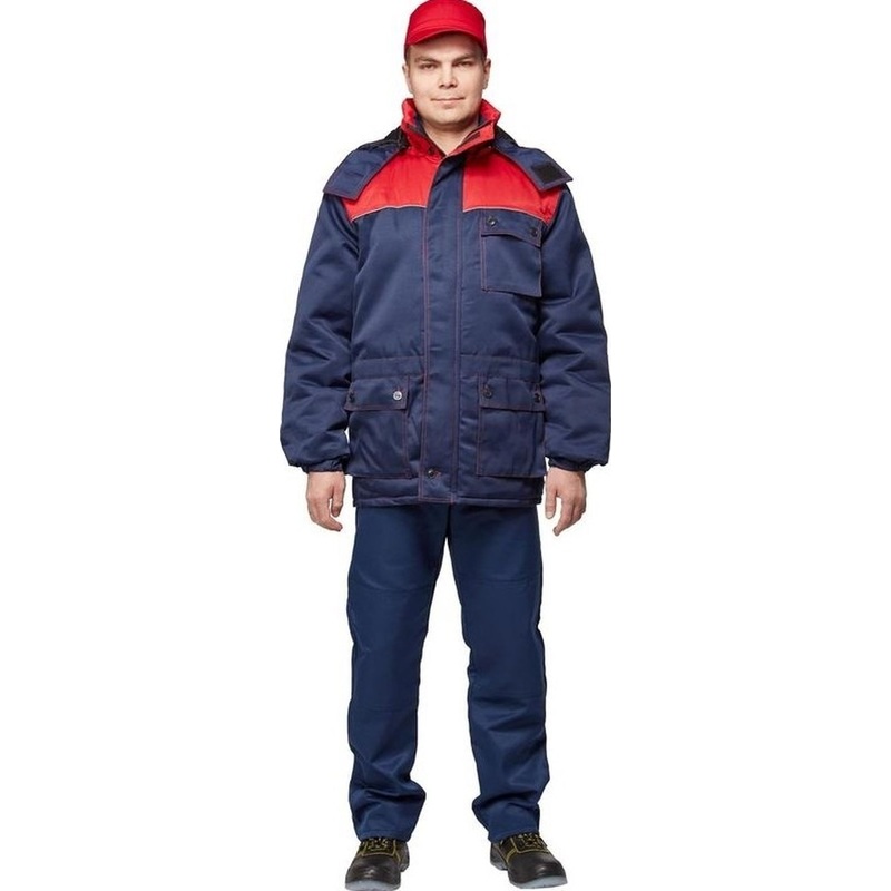 Изображение товара Зимняя рабочая мужская куртка з08-КУ со светоотражающим кантом синяя/красная