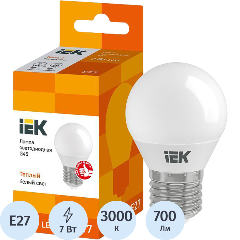 Изображение товара IEK 7Вт E27 A 3000К 700Лм матовая лампа светодиодная