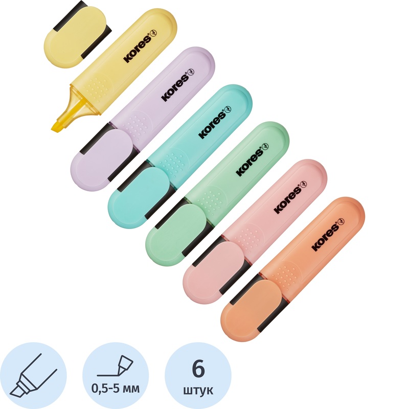 Изображение товара Набор текстовыделителей Kores Bright Liner Plus 6 цветов