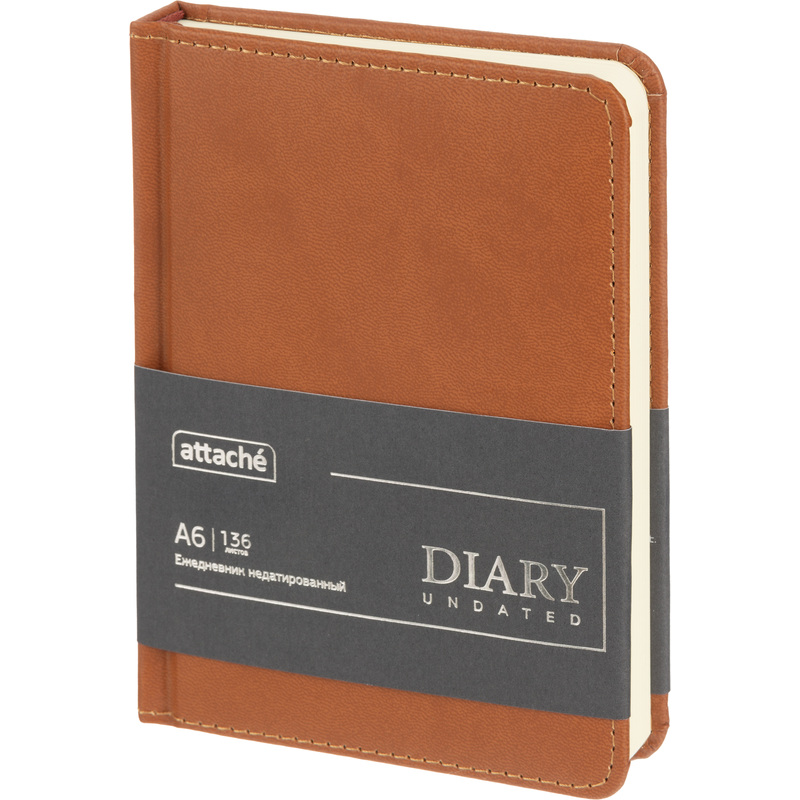 Изображение товара Ежедневник Attache Classic недатированный А6 136 листов искусственная кожа коричневый