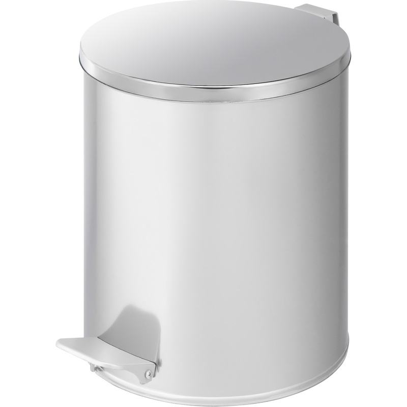 Изображение товара Ведро мусорное 15 л нержавеющая сталь с педалью с крышкой серебристое (30.7x25x25 см)