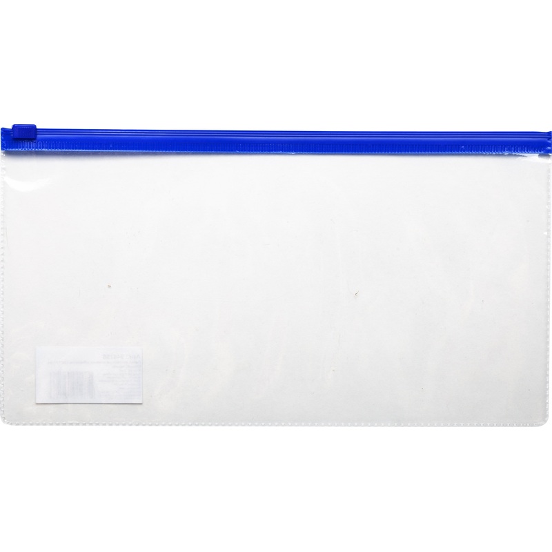 Изображение товара Папка-конверт на молнии Attache 250x130 мм прозрачная синяя молния