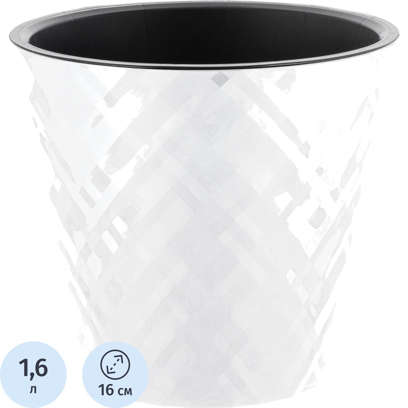 Изображение товара Горшок для цветов InGreen Manhattan 1.6 л с внутренней вставкой белоснежный жасмин