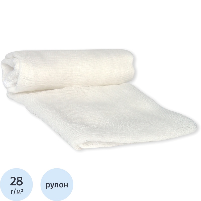 Изображение товара Отрез марлевый Лейко 90 см x 10 м плотность 28 г для перевязочных материалов