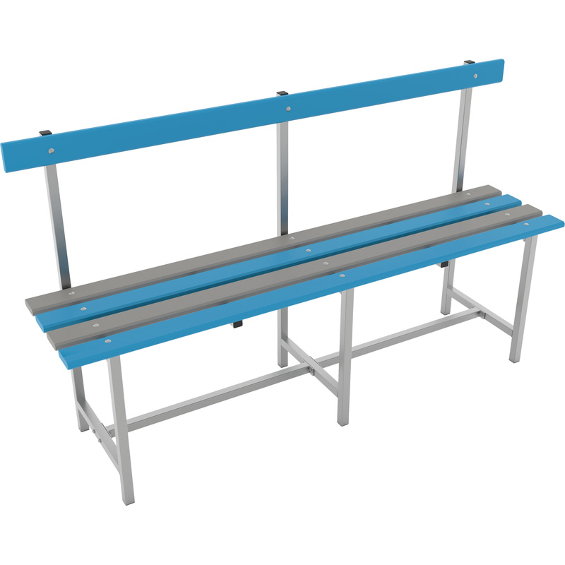 Изображение товара Скамья Титан Мета СТ-6П со спинкой серый/синий (пластик, металл 2000x370x870 мм)