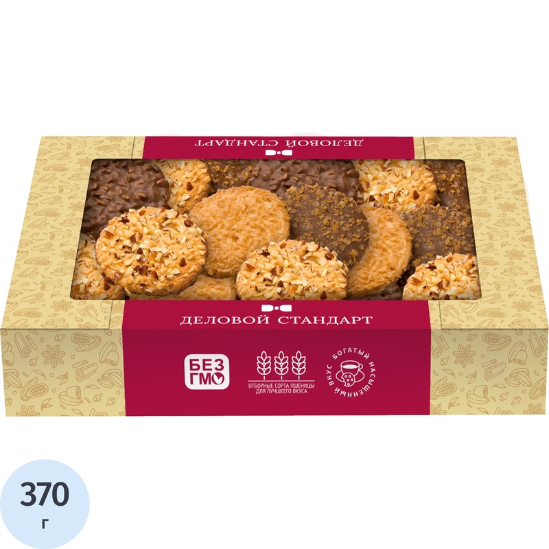 Изображение товара Печенье сдобное в глазури Деловой Стандарт ассорти с шоколадом 370 г