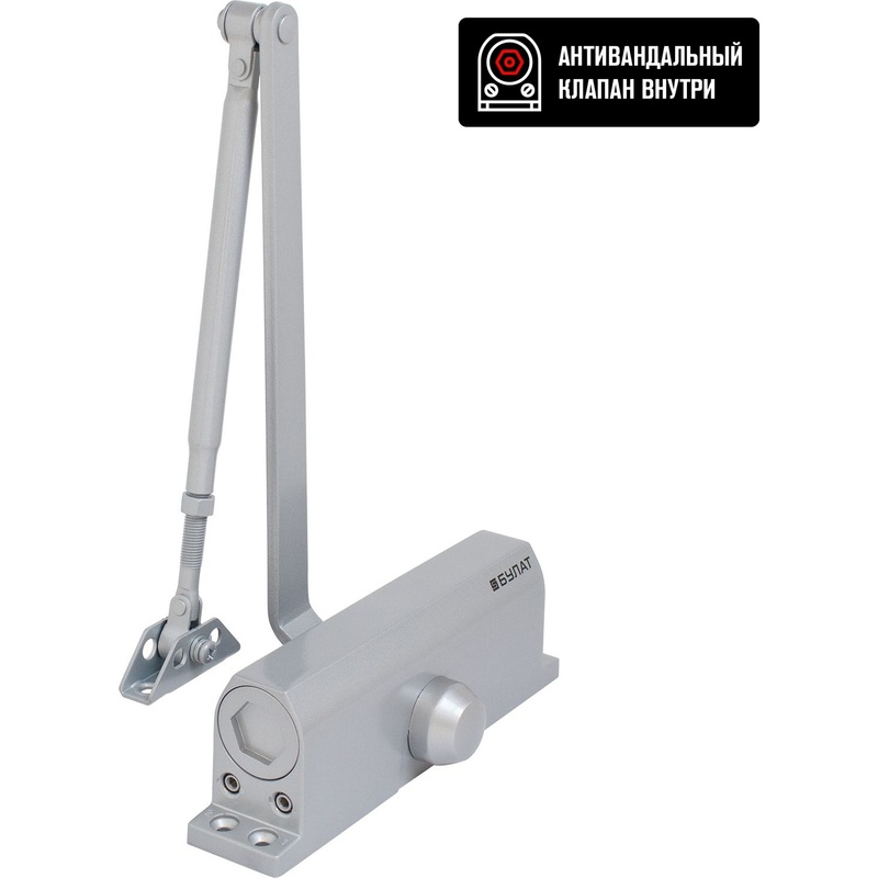 Изображение товара Доводчик дверной Булат 14927 до 160 кг серебро