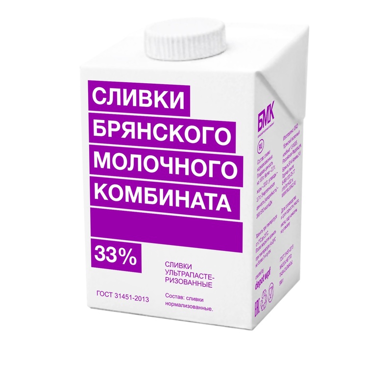 Изображение товара Сливки БМК 33% ультрапастеризованные 0.5 л