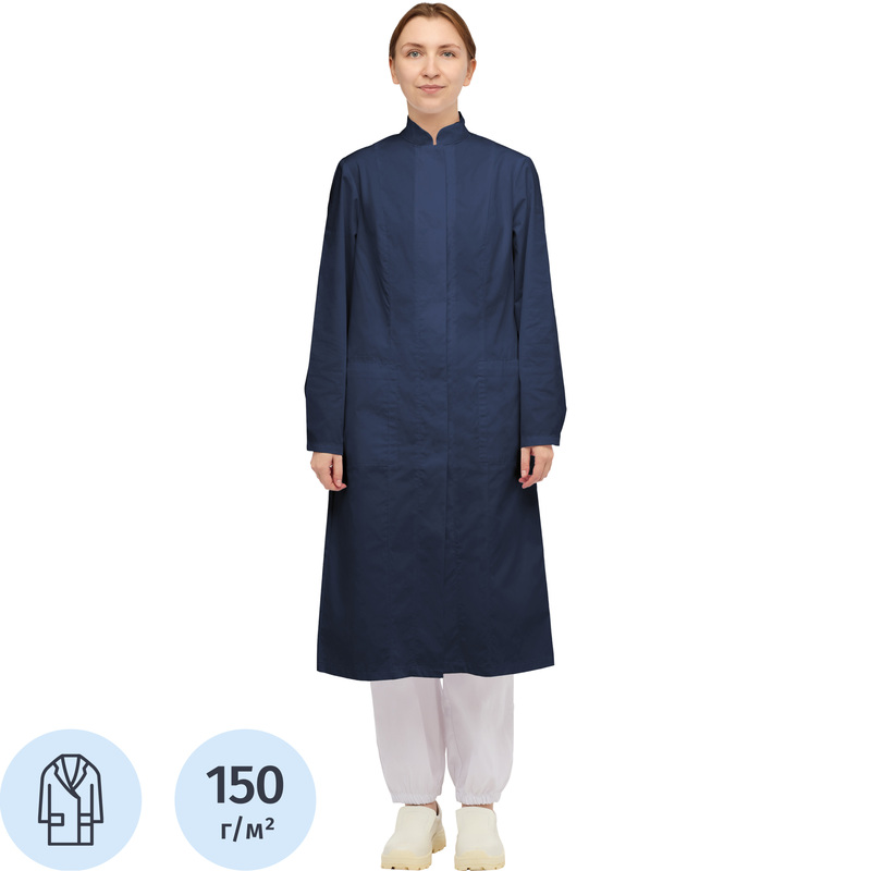 Изображение товара Халат для пищевого производства женский у17-ХЛ ХАССП синего цвета размеры 48-50