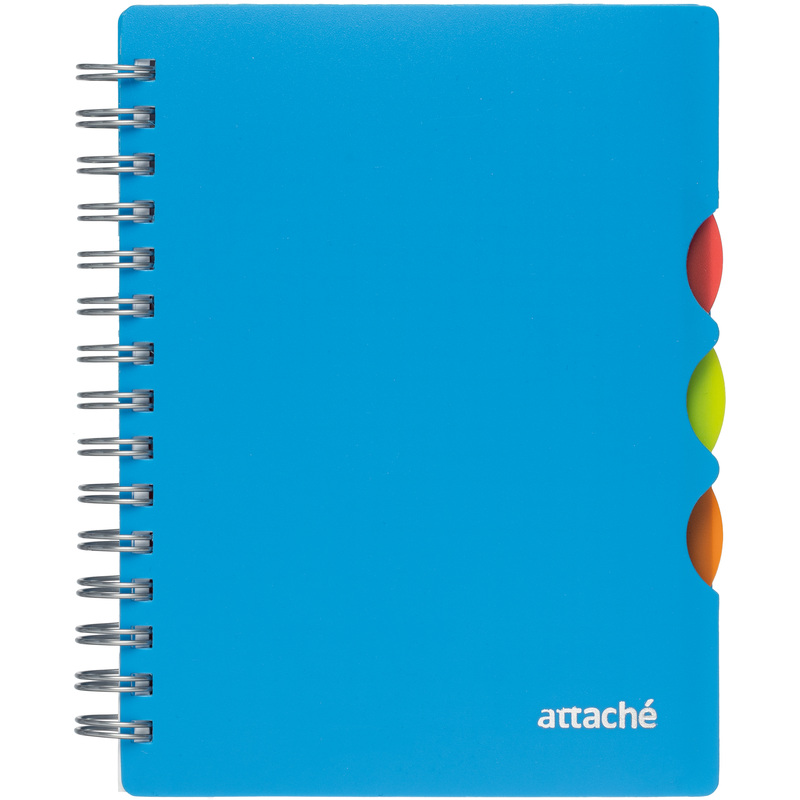 Изображение товара Бизнес-тетрадь Attache А6 100 листов голубая в клетку на спирали с разделителями