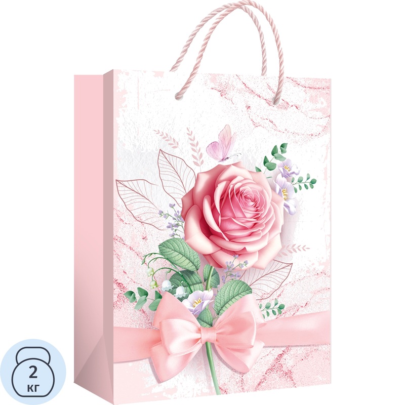 Изображение товара Подарочный пакет ламинированный ГК Горчаков розовая роза 18x14x6 см