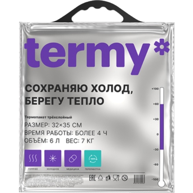 Изображение товара Термопакет Termy Standart 6 л серебристый для продуктов и медикаментов