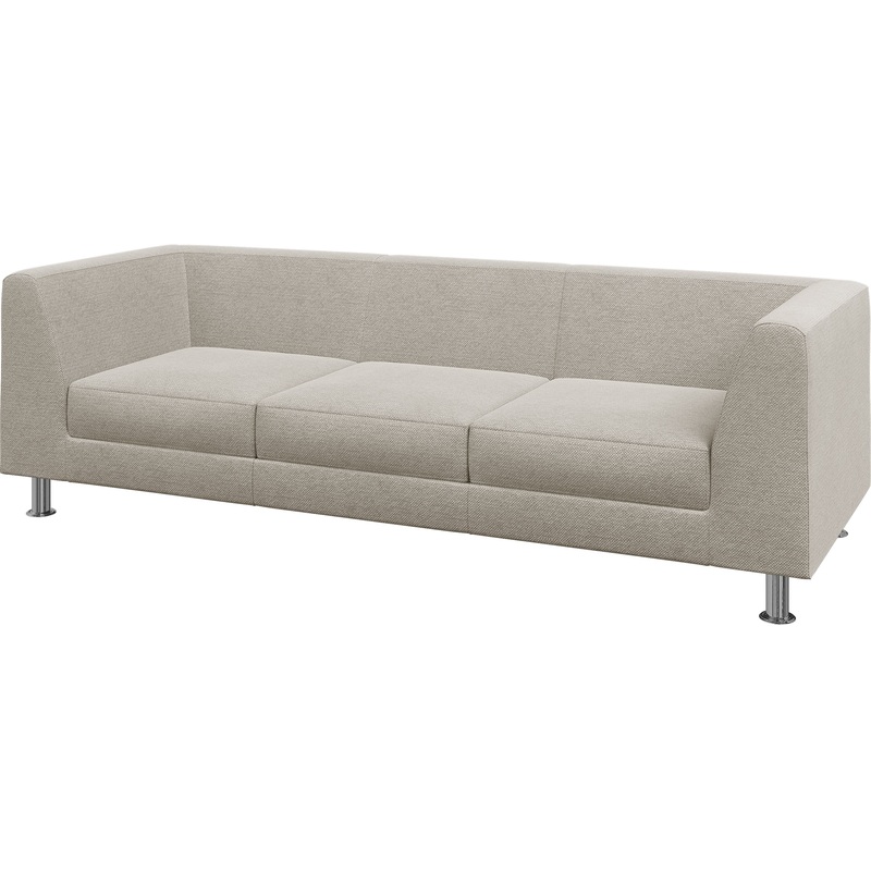 Изображение товара Диван трехместный Evolution EVO3-2 бежевый из ткани с хромированными опорами