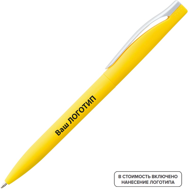 Изображение товара Ручка шариковая автоматическая Pin ST синяя толщина линии 1 мм желтый корпус (200 штук в упаковке) с лого