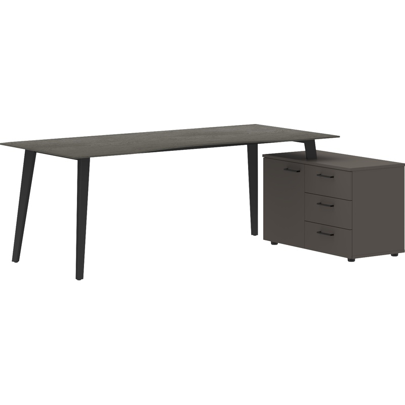 Изображение товара Стол руководителя письменный Кабинет Jay с тумбой правый орех мокко антрацит 2000х1300х750 мм