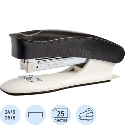 Степлер Комус PSBK2425 до 25 листов черный (скобы № 24/6, 26/6, с