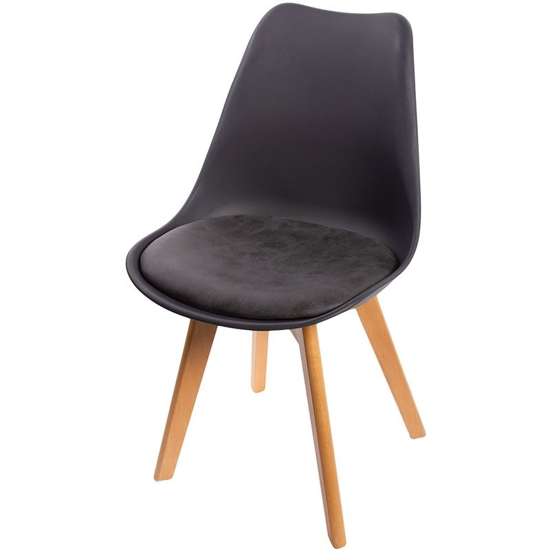 Изображение товара Елегантный обеденный стул Eames Bon чёрный из экокожи