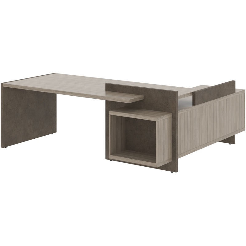 Изображение товара Угловой офисный стол руководителя Wood&Stone СФ-531201 с тумбой бежевая дубовая отделка