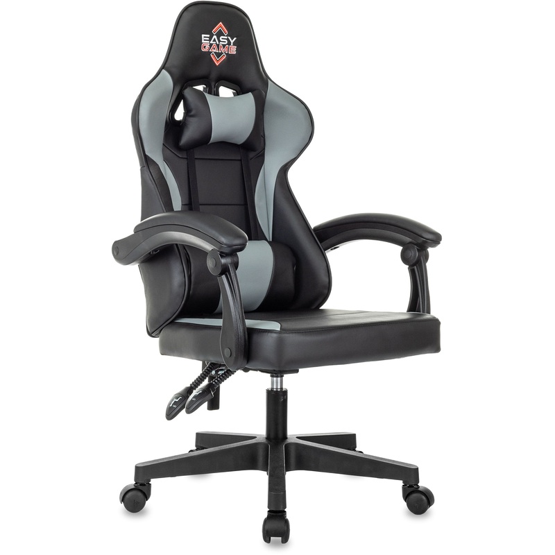 Изображение товара Кресло игровое Easy Game EG-907 чёрное/серое (экокожа, пластик)