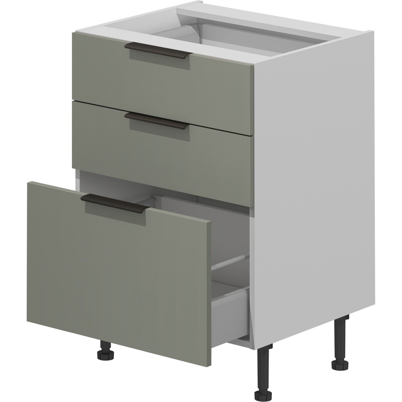 Изображение товара Шкаф кухонный напольный VOK B3DW_72_60 платиновый зелёный/белый шагрень