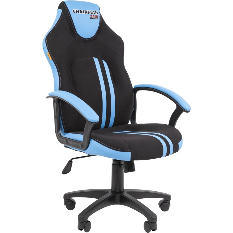 Изображение товара Игровое кресло Chairman Game 26 голубое/чёрное эргономичное из экокожи ткань