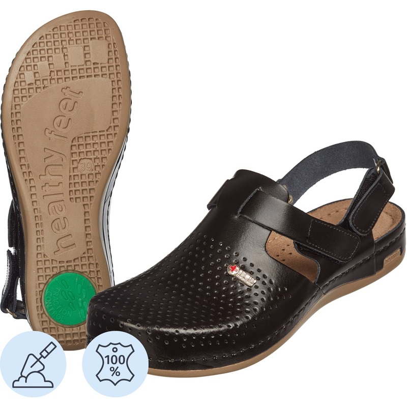 Изображение товара Женские сабо Leon MED951 из натуральной кожи на каблуке размер 36 черные