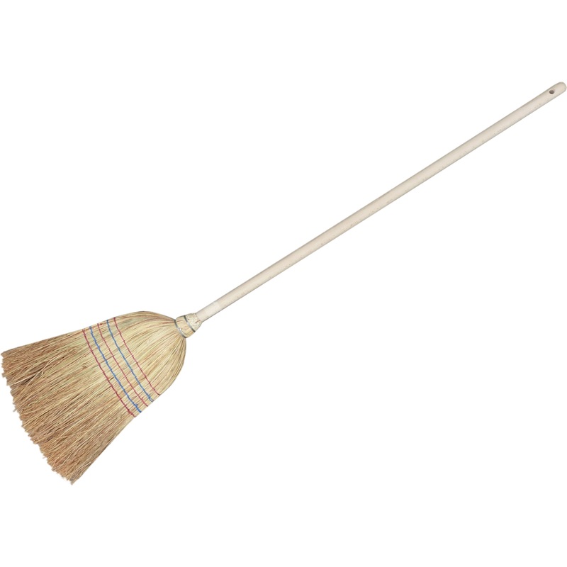 Изображение товара Уличная плоская метла из сорго с деревянным черенком 22x44 см
