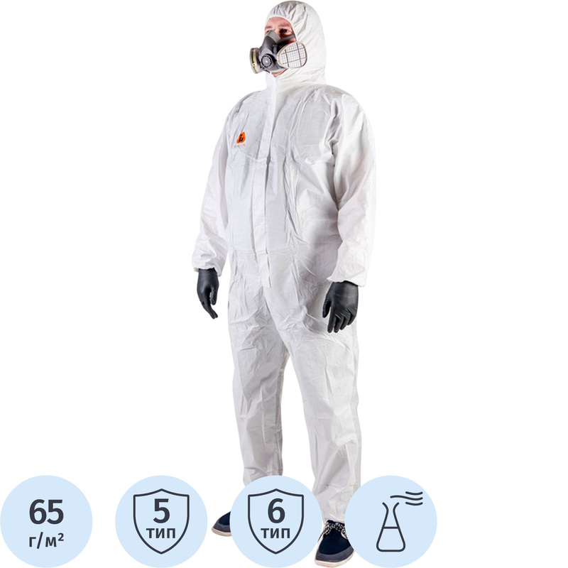 Изображение товара Одноразовый защитный комбинезон Jeta Safety JPC60 Element белый XL для химической промышленности