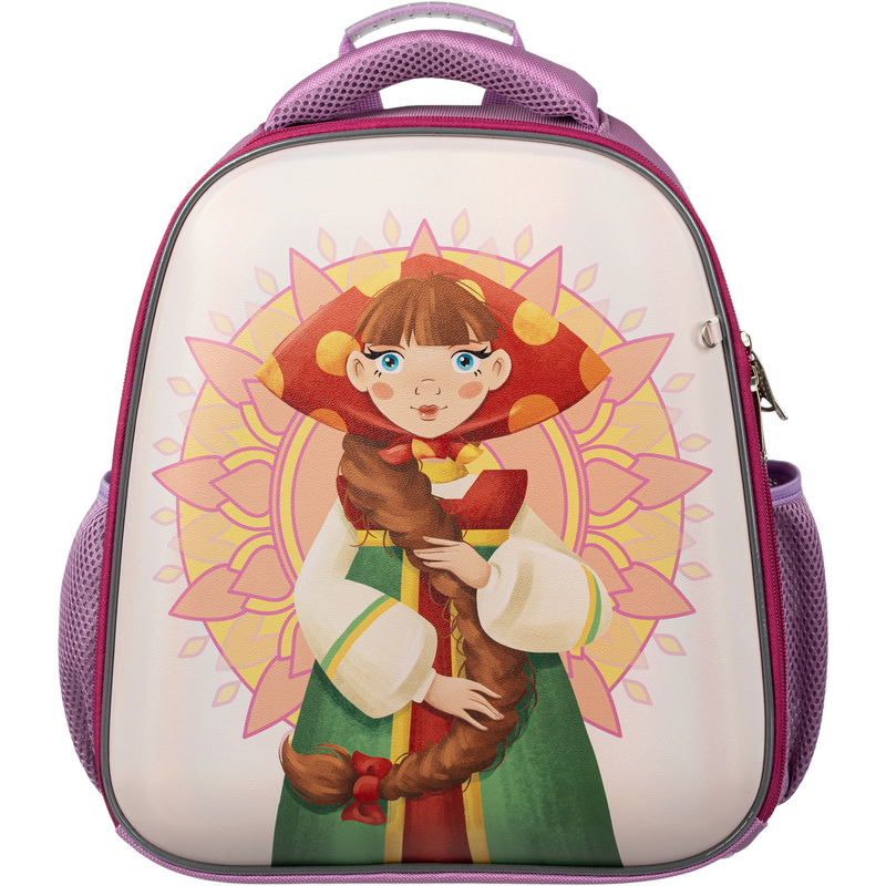 Изображение товара Детский школьный ранец Комус Три богатыря Любава Basic анатомический розовый пайетки