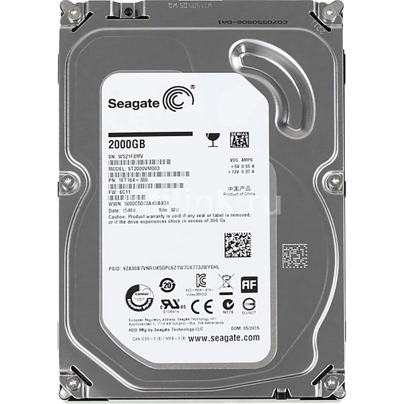 Изображение товара Жесткий диск Seagate SkyHawk 2 ТБ (ST2000VM003) для видеонаблюдения и хранения данных