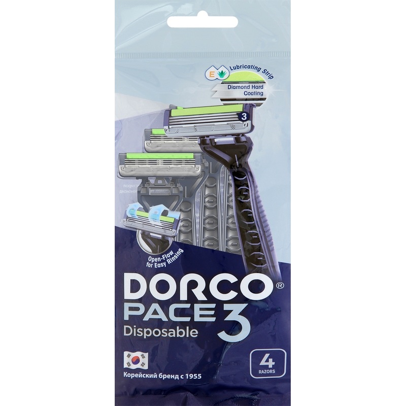 Изображение товара Одноразовая бритва Dorco PACE3 с 3 лезвиями 4 штуки в упаковке