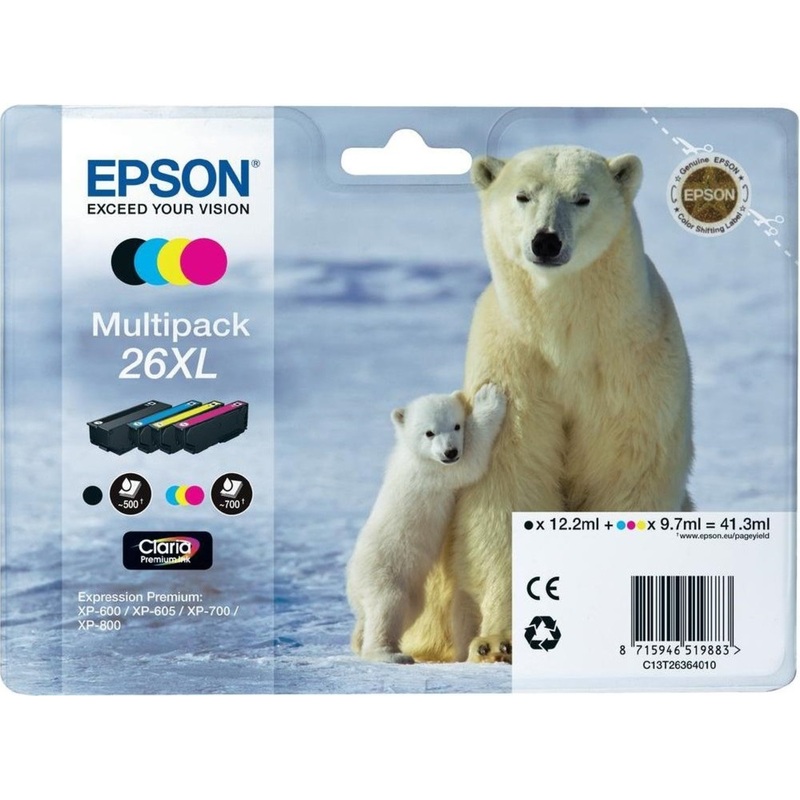 Изображение товара Картриджи Epson 26XL C13T26364010 цветной повышенной емкости - 4 штуки