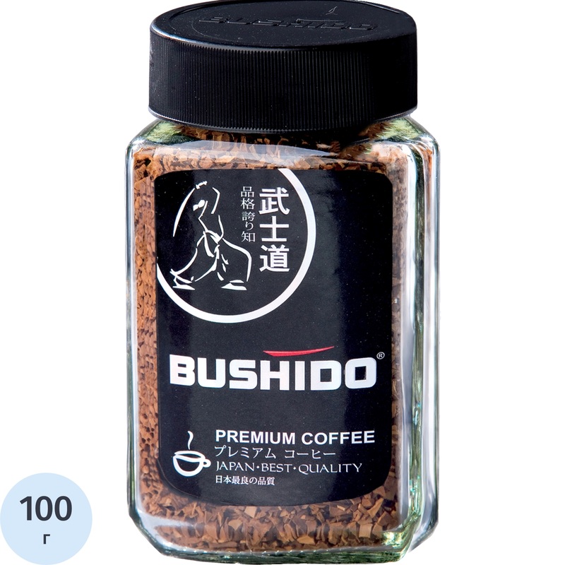 Изображение товара Кофе растворимый сублимированный Bushido Black Katana 100 г (стеклянная банка)