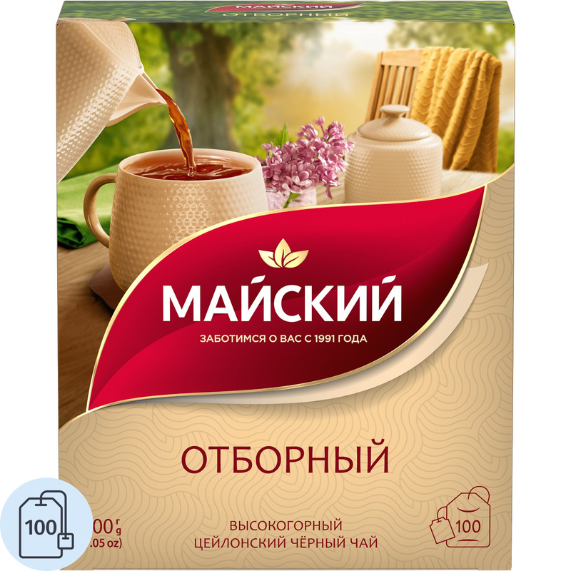 Изображение товара Чай черный Майский Цейлон Отборный 100 пакетиков
