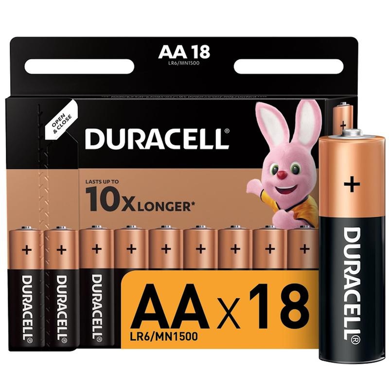 Изображение товара Уцененные батарейки АА Duracell 18 штук в упаковке надежный источник питания