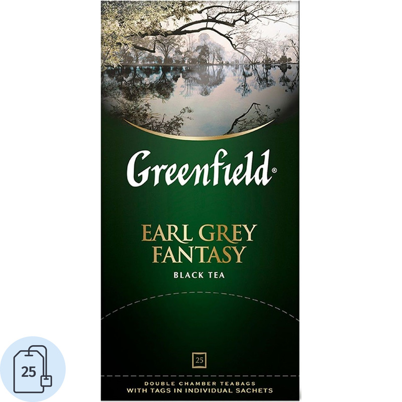 Изображение товара Чай черный Greenfield Earl Grey Fantasy 25 пакетов с бергамотом Россия