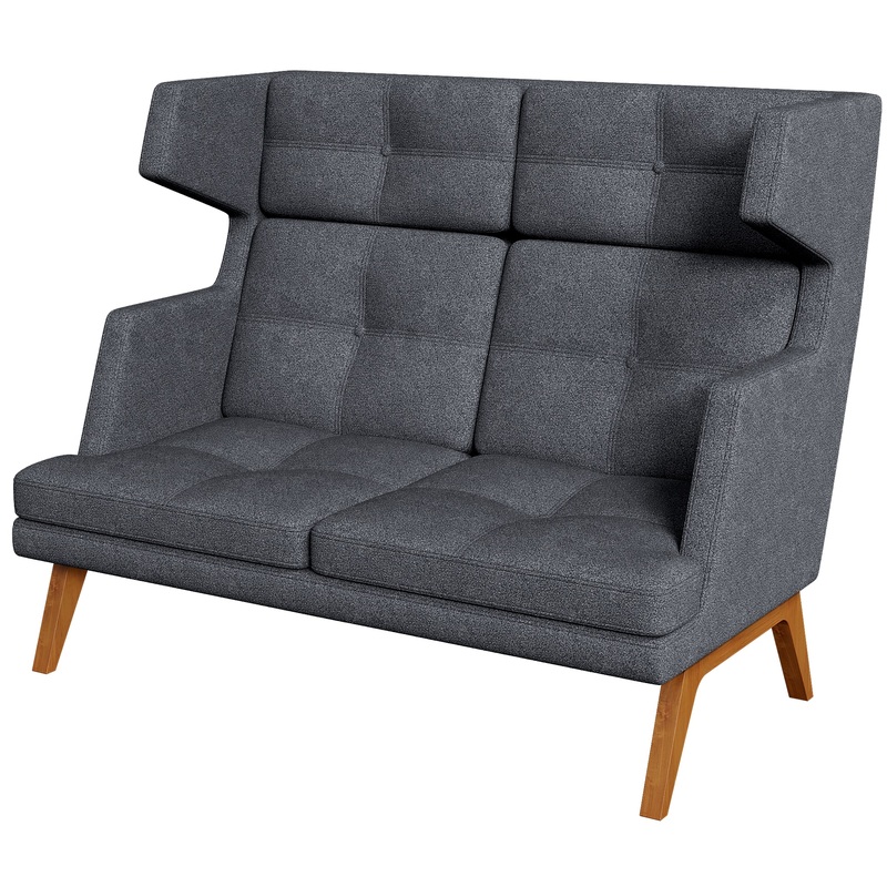 Изображение товара Двухместный диван Лаунж Bev2H темно-серый с тканью микровелюр и деревянными опорами