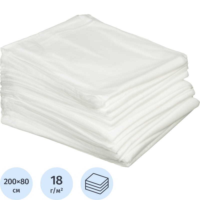 Изображение товара Простыня одноразовая Чистовье Комфорт нестерильная в сложении 200x80 см белая (20 штук в упаковке)